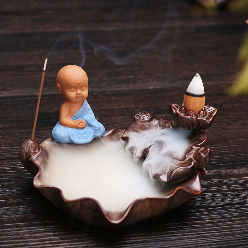 Lotus-inspired ceramic incense holder