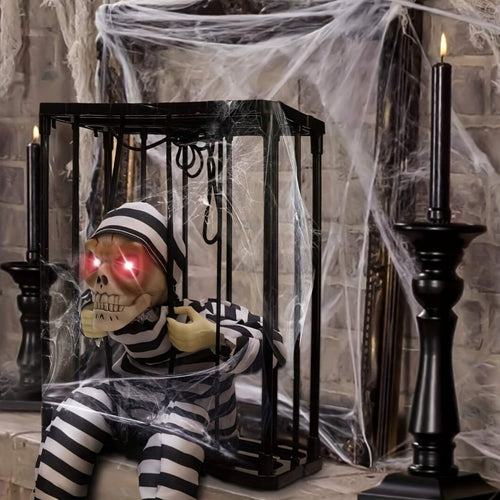BowLift | TerrorBone Animated Screaming Skeleton – Hanging Halloween Prop with Motion Sensor