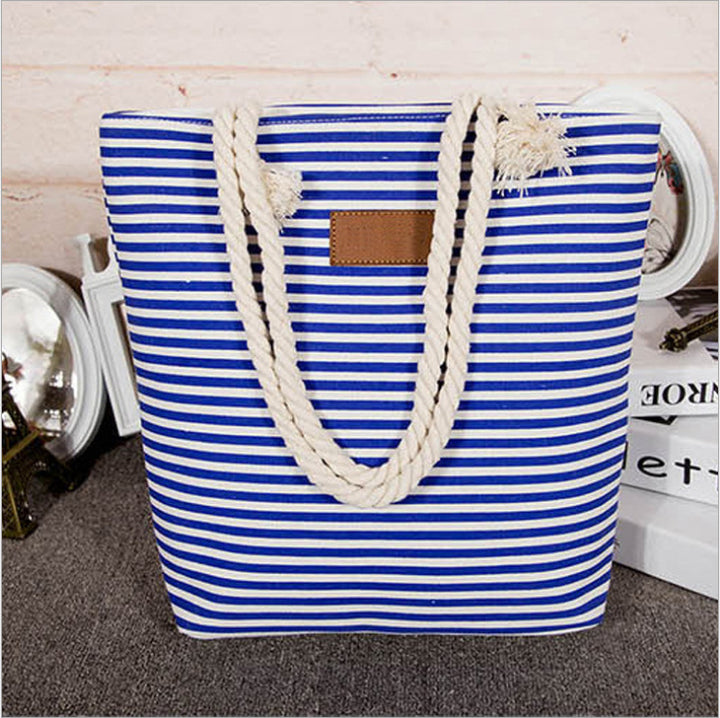 Striped beach bag with sturdy rope handles Bowlift