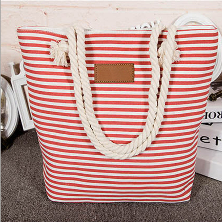 Striped beach bag with sturdy rope handles Bowlift