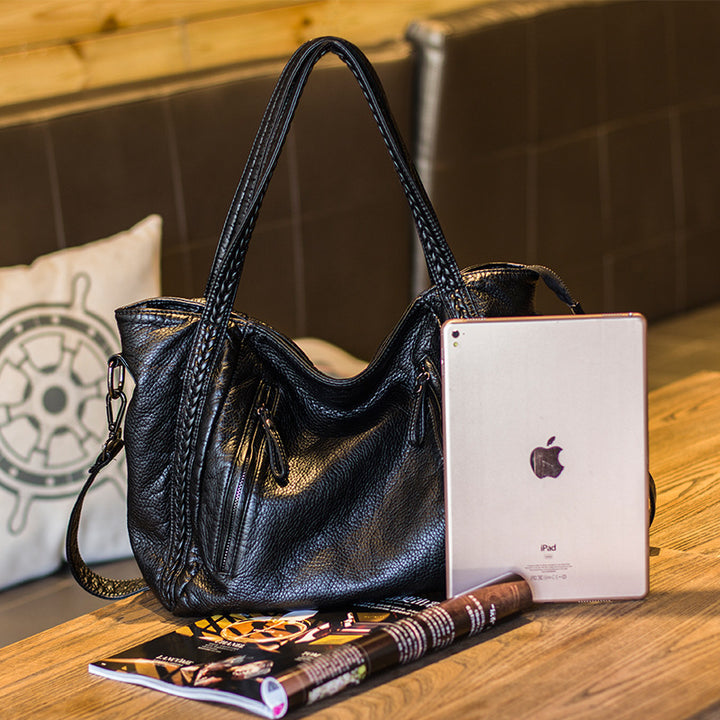 Luxurious Textured Leather Hobo Bag
