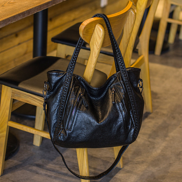 Luxurious Textured Leather Hobo Bag