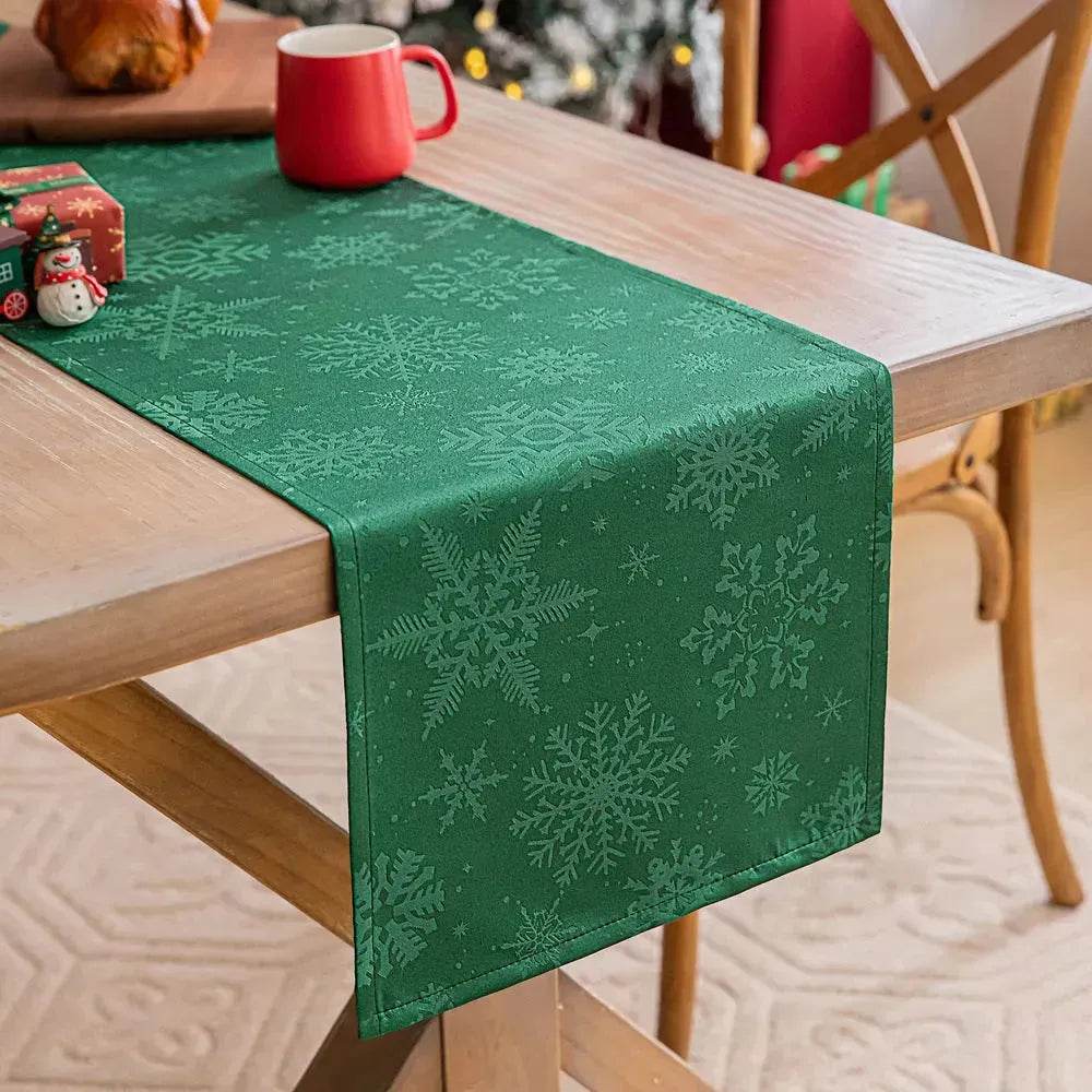 BowLift | Christmas Table Runner Dark Jacquard Dining Table