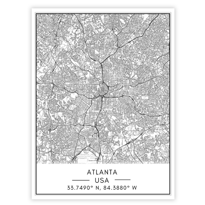 Atlanta City Map - Canvas Wall Art Painting | Bowlift