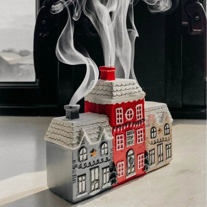 BowLift | Christmas Small House Decorations Resin Winter Incense Cone Burner Decoration Landscape Decorative Gift