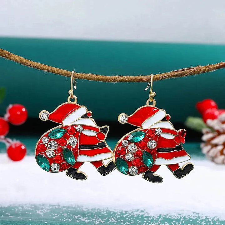 BowLift | Personalized Cute Santa Claus Earrings With Colorful Rhinestones Ins Fashion Christmas Earrings For Women Jewelry