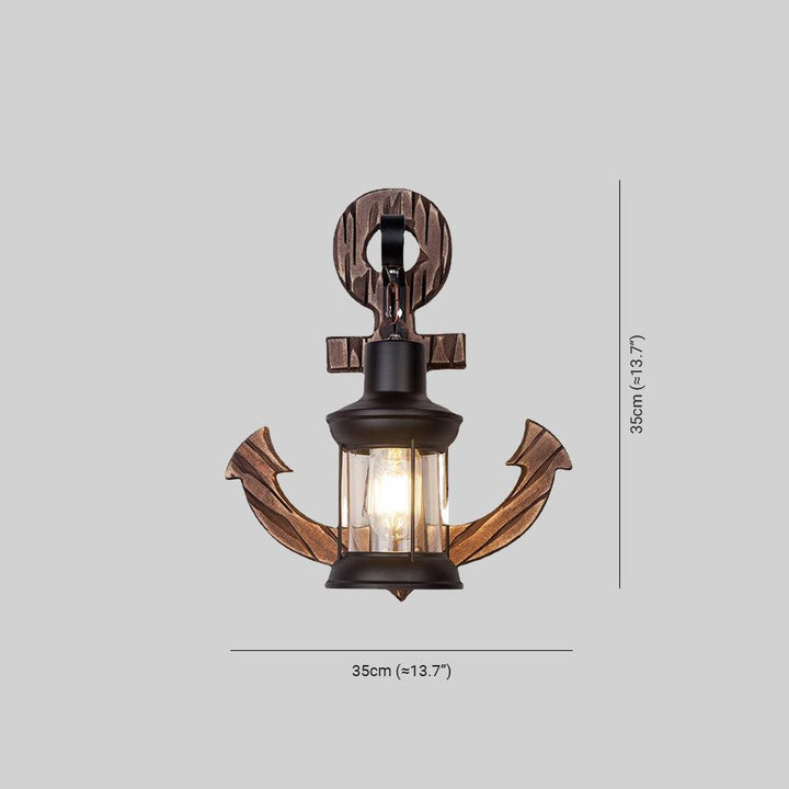 BowLift | Rustic Wood Anchor Wall Lamp with Lantern