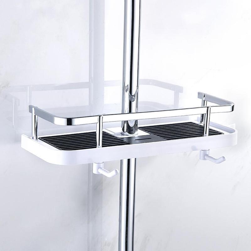 No Drilling Bathroom Pole Shower Storage Rack Holder | Bowlift