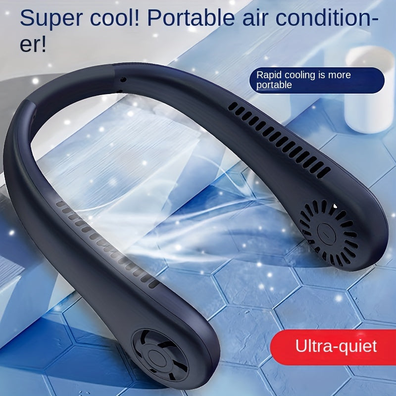 1pc Hands-Free Portable Neck Fan - Rechargeable, Leafless, and USB Powered - Perfect for Desk and Travel Use | Bowlift