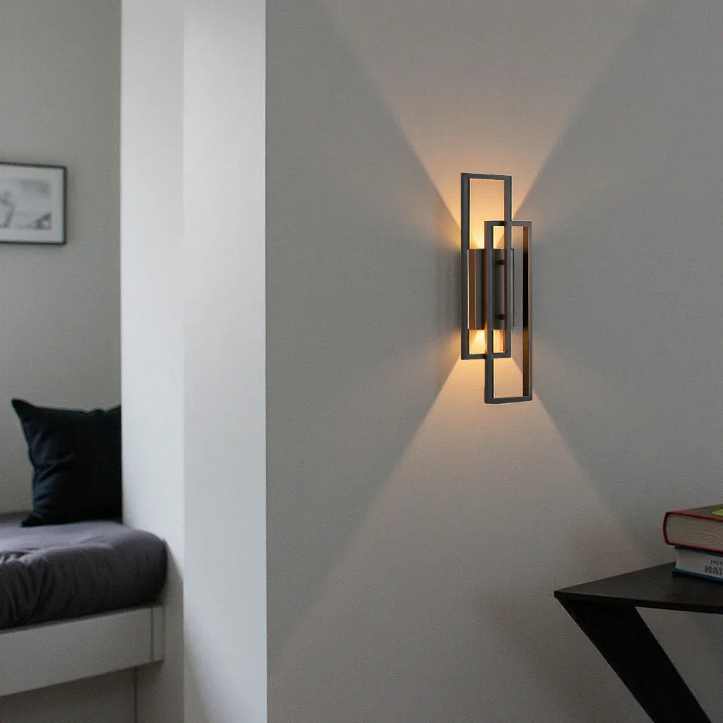 BowLift | Modern Geometric LED Wall Light – Rectangle Design with Remote Dimming (Black or Copper Finish)