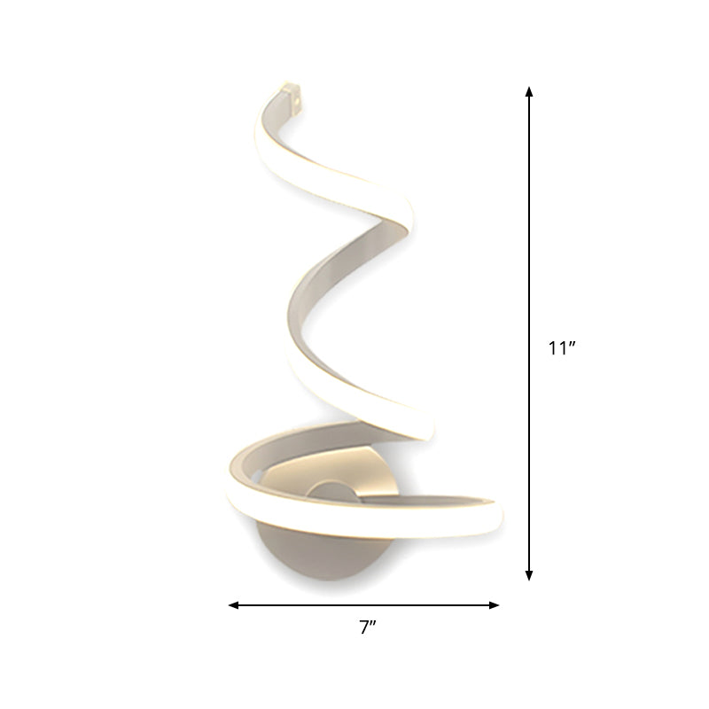 BowLift | LED Dining Room Wall Light Modernist White Wall Mounted Lamp with Spiral Acrylic Shade