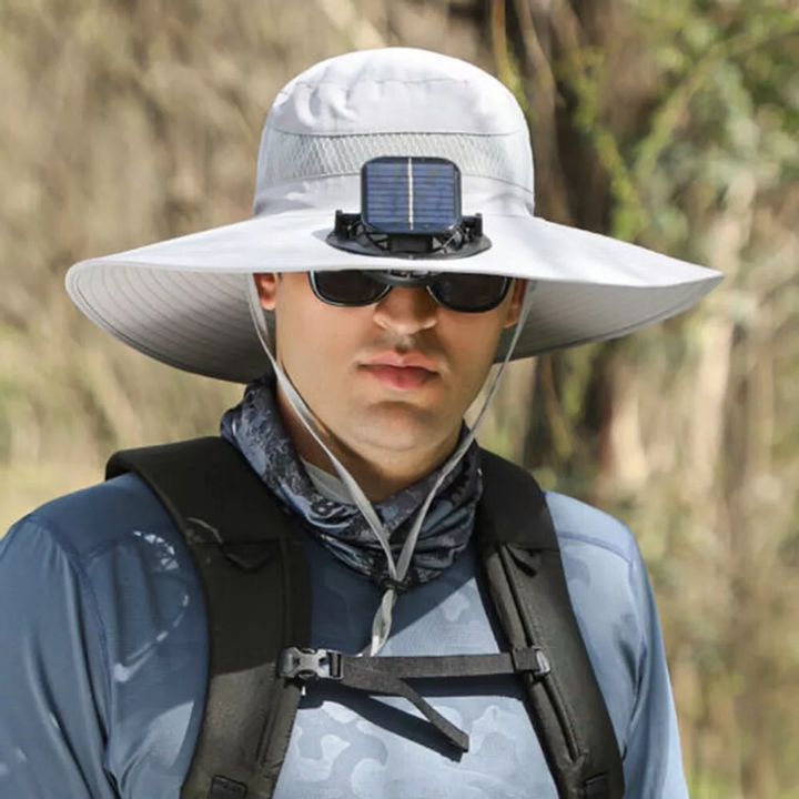 BowLift | Wide Brim Solar Fan Outdoor Bucket Hat Solar & USB Charging