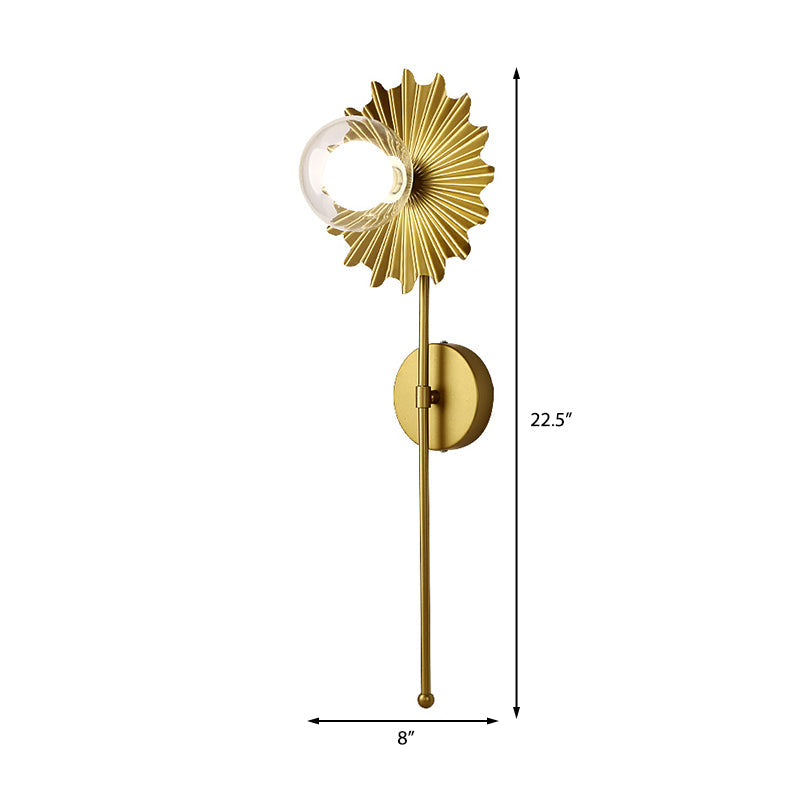 BowLift | Brass Wall Light Torch 1 Light Metal and Clear Glass Mid-Century Modern Wall Light