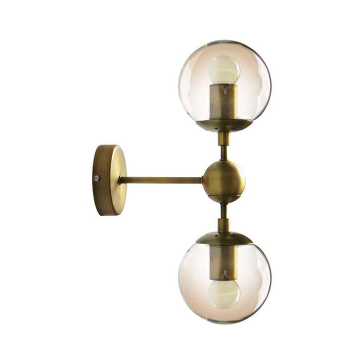 BowLift | 1/2-Head Global Wall Mount Light with Amber Glass Shade Modernist Wall Lamp Lighting in Gold for Bedroom