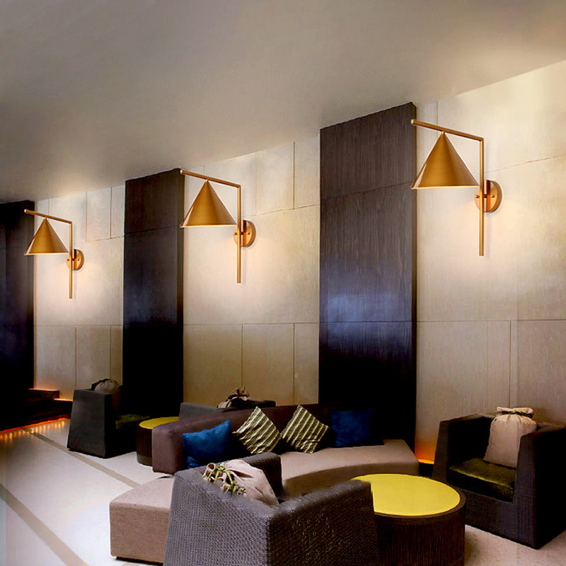 BowLift | Cone Metal Wall Lighting Contemporary 1 Light Black/White/Gold Wall Lamp Over Table, 8" B