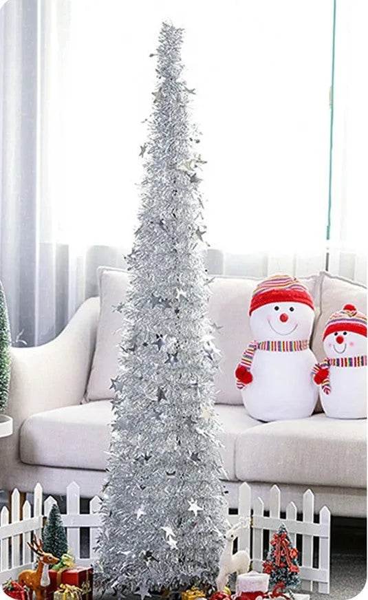 BowLift | Artificial Tinsel Up Christmas Tree With Stand Gorgeous Collapsible Artificial Christmas Tree For Christmas Decorations