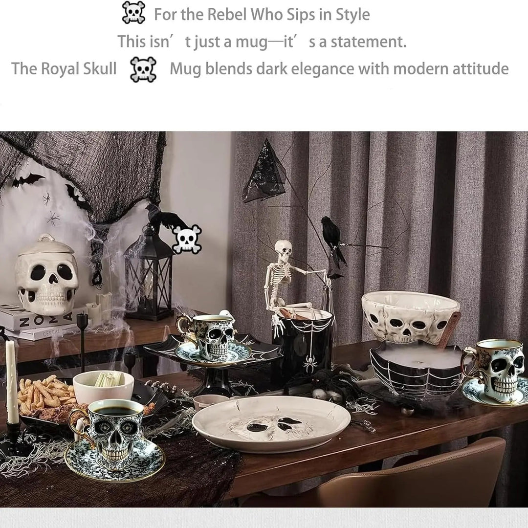 BowLift | Gothic Skull Decorative Mug Noctura – Artistic Hand-Painted Skull Decoration
