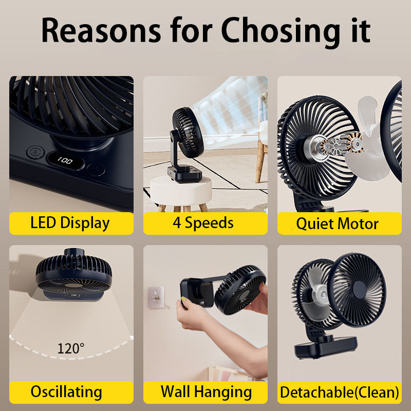 Portable Rechargeable USB Desk Fan with 4 Speeds | Bowlift