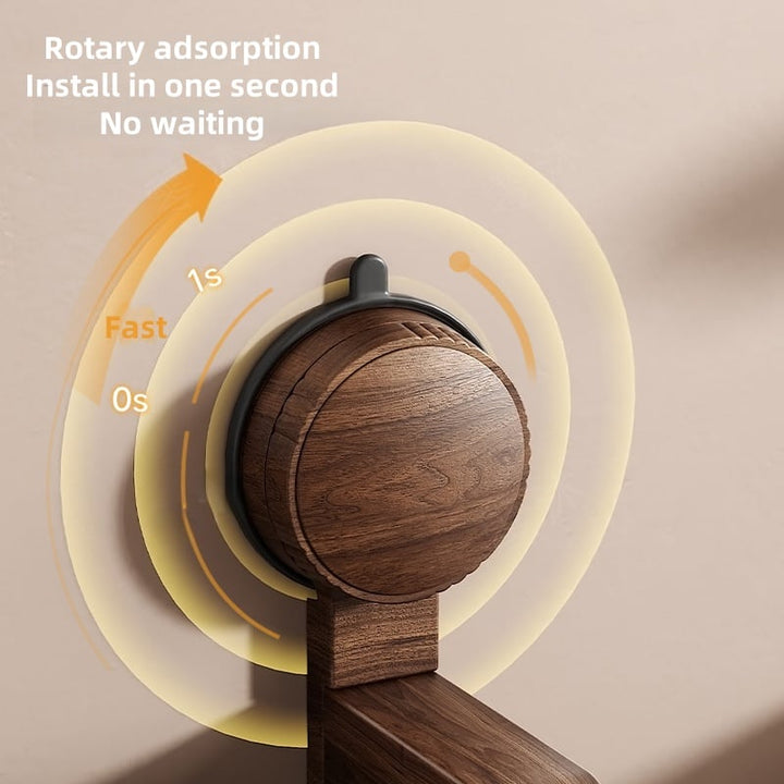Walnut Wood Toilet Paper Holder – No Drill with Suction Cup | Bowlift