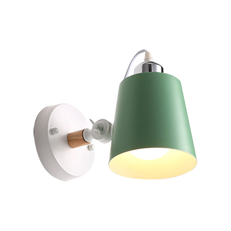 BowLift | Gray/White/Pink/Yellow/Blue/Green Cone Wall Lamp Minimalist Metal 1 Light Wall Mount Lamp for Nightstand