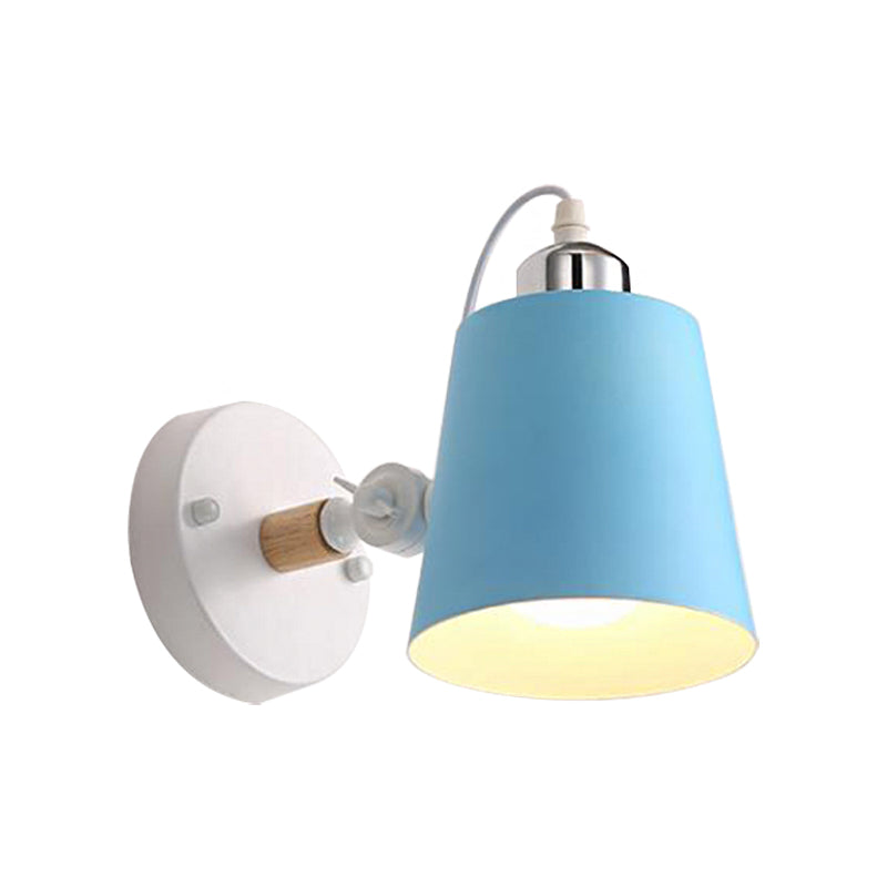 BowLift | Gray/White/Pink/Yellow/Blue/Green Cone Wall Lamp Minimalist Metal 1 Light Wall Mount Lamp for Nightstand