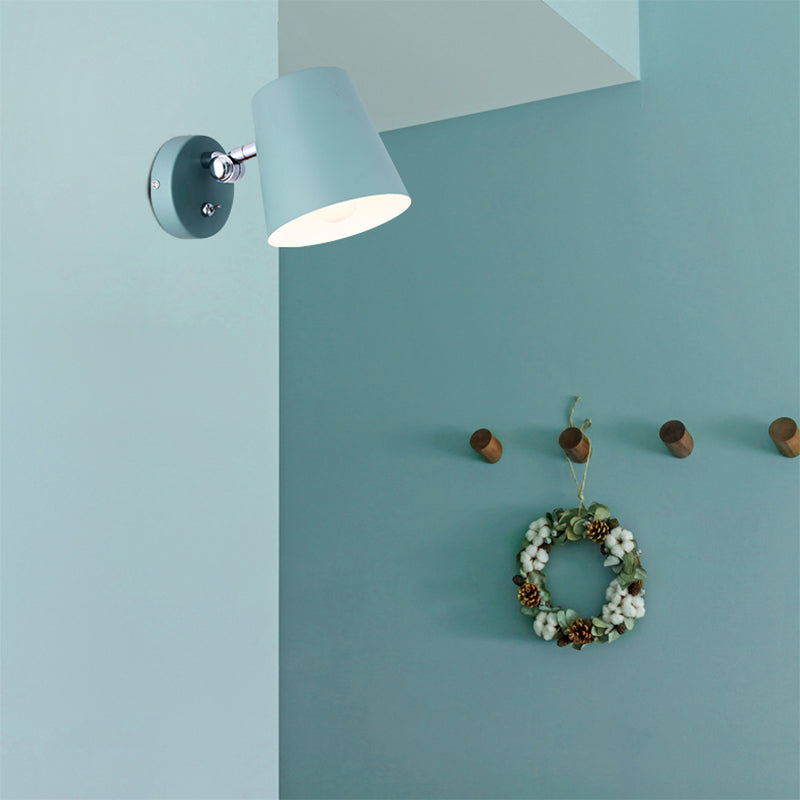BowLift | Conical Wall Lamp Macaron Metallic 1 Light Pink/Yellow/Blue Wall Light for Balcony, 5" B