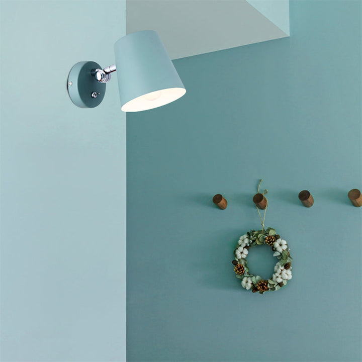 BowLift | Conical Wall Lamp Macaron Metallic 1 Light Pink/Yellow/Blue Wall Light for Balcony, 5" B