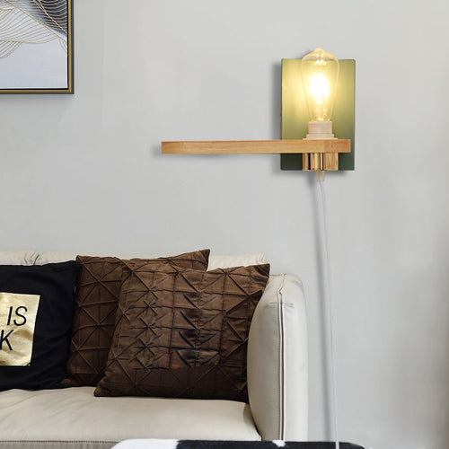 BowLift | Black/green metal back plate wall lighting fixture simple 1 light bare bulb wall-mounted lamp for hallway