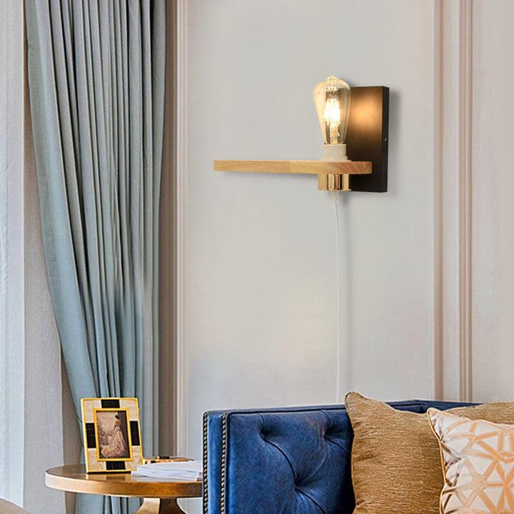 BowLift | Black/green metal back plate wall lighting fixture simple 1 light bare bulb wall-mounted lamp for hallway