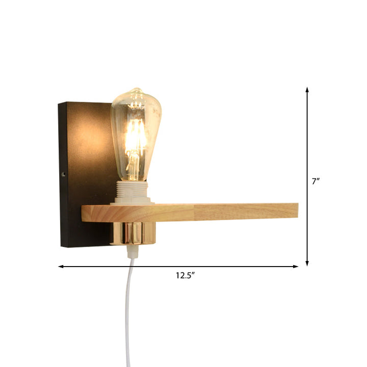 BowLift | Black/green metal back plate wall lighting fixture simple 1 light bare bulb wall-mounted lamp for hallway