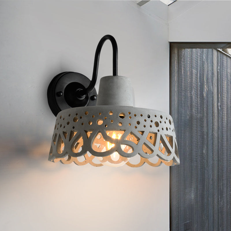BowLift | 8.5"/9.5"/10" Width Goose Neck Wall Light Modernist Cement 1 Light Wall Mounted Fixture in Gray