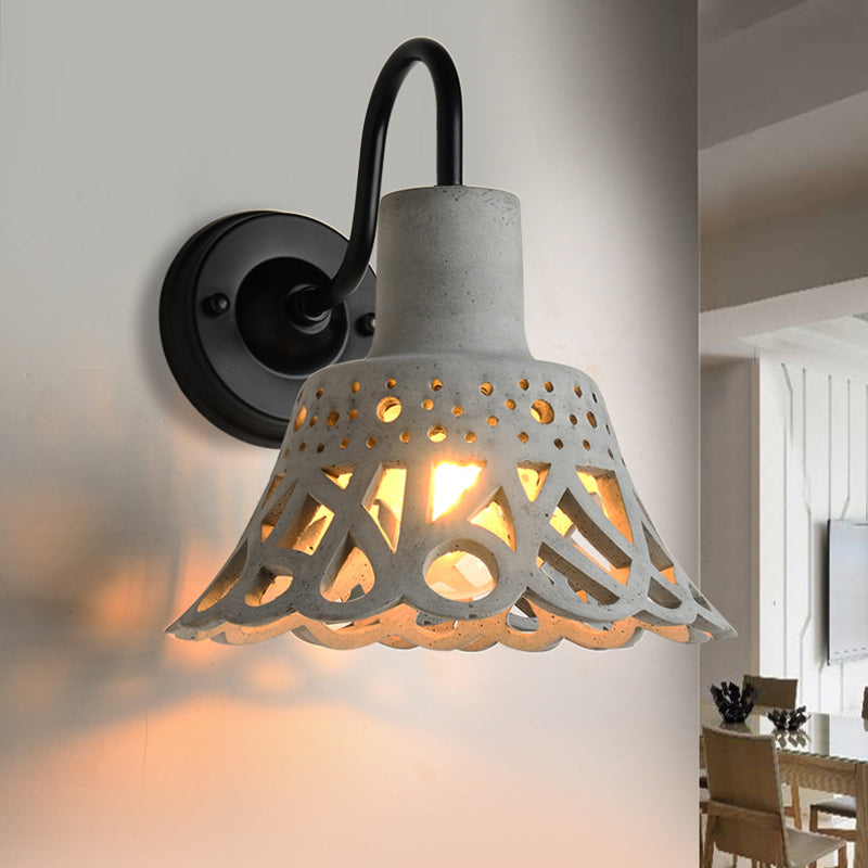 BowLift | 8.5"/9.5"/10" Width Goose Neck Wall Light Modernist Cement 1 Light Wall Mounted Fixture in Gray