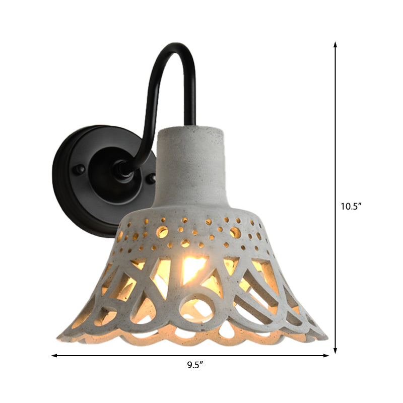 BowLift | 8.5"/9.5"/10" Width Goose Neck Wall Light Modernist Cement 1 Light Wall Mounted Fixture in Gray