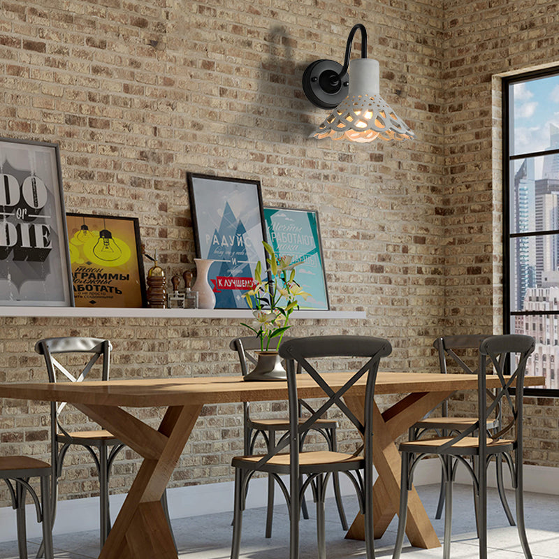 BowLift | 8.5"/9.5"/10" Width Goose Neck Wall Light Modernist Cement 1 Light Wall Mounted Fixture in Gray