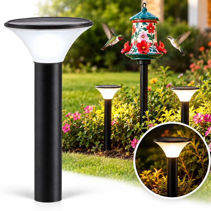 Solar-Powered Waterproof Garden Post Lamp with Adjustable Warm Neutral Cool Color Temperature Bowlift