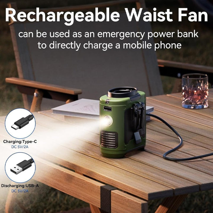 Portable belt fan with USB charging | Bowlift