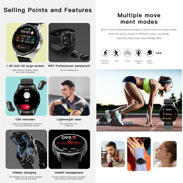 2-in-1 Smartwatch with Bluetooth Headphones | Bowlift