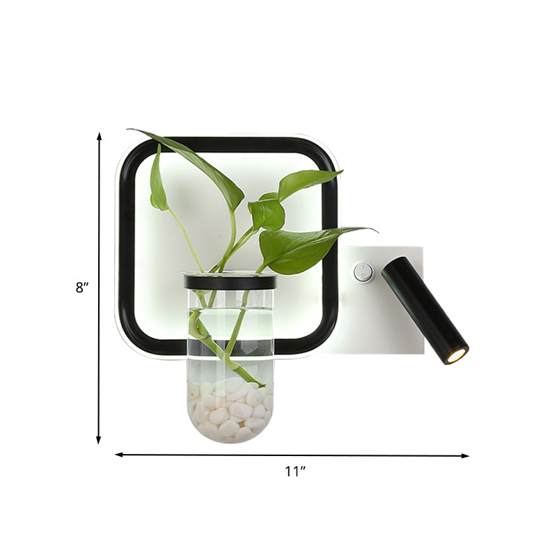 BowLift | Round/Square Bedroom Wall Lamp Industrial Clear Glass LED Black Wall Lighting in Warm/White Light