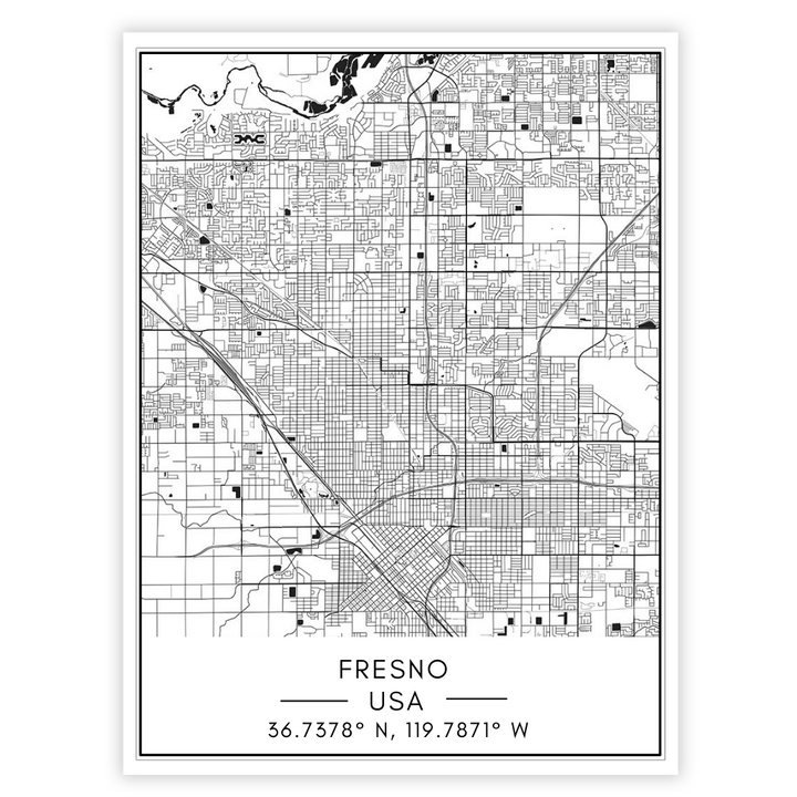 Fresno City Map - Canvas Wall Art Painting | Bowlift