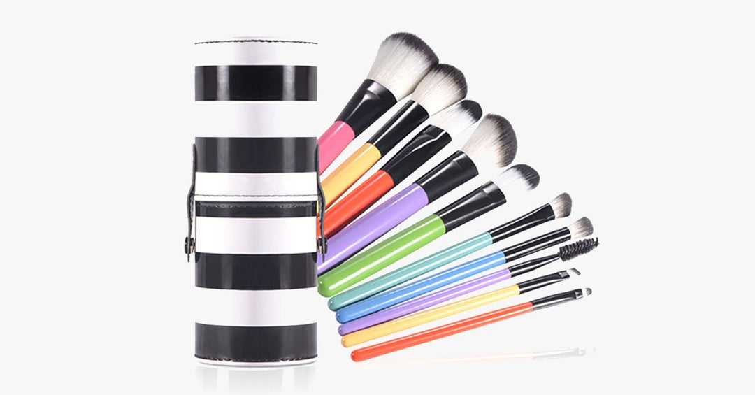 BowLift | Striped Multicolor Makeup Brush Set – Add a splash of color and professionalism to your makeup set