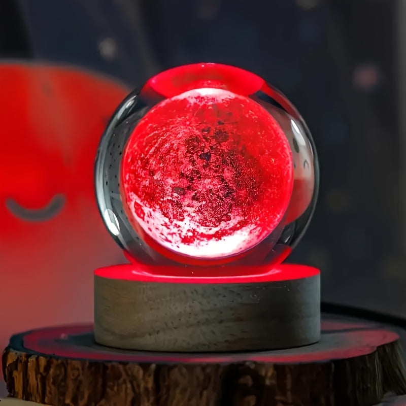 LumiSphere - Luxury 3D Crystal Table Lamp with Wooden Base Bowlift