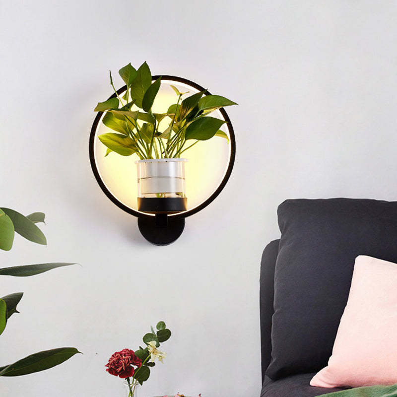 BowLift | Round/Oval Bedroom Wall Lighting Industrial Metal 1 Lamp Black/White LED Wall Lamp Wall Lamp in Warm/White/3 Color Light