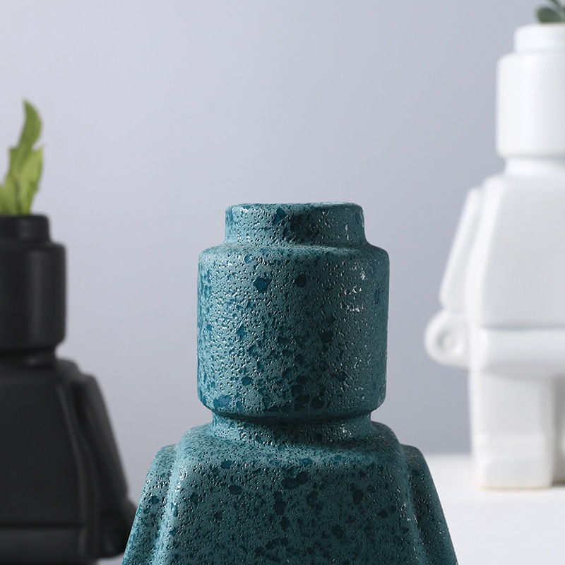 Dried Flower Vase Ornaments Small Robot Single Vase