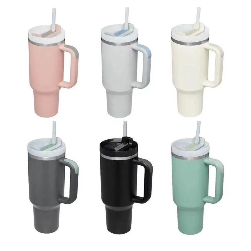 40oz Insulated Tumbler with Handle and Straw