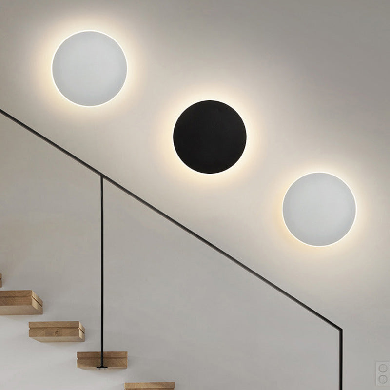 Bedroom bedside lamp corridor staircase entrance induction lamp solar eclipse high-grade round wall lamp