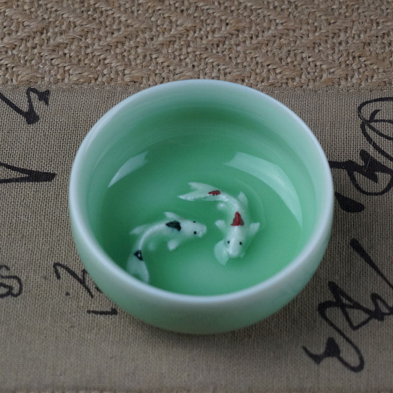 Longquan Celadon Tea Set Pisces Kung Fu Tea Cup Small Fish Cup