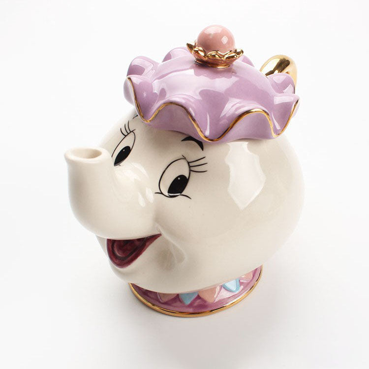 Beauty and the Beast Teapot Ceramic Gold Plated Teapot Tea Cup Mrs. Potts Chip Tea Pot Mrs.