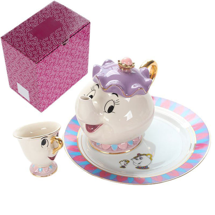 Beauty and the Beast Teapot Ceramic Gold Plated Teapot Tea Cup Mrs. Potts Chip Tea Pot Mrs.