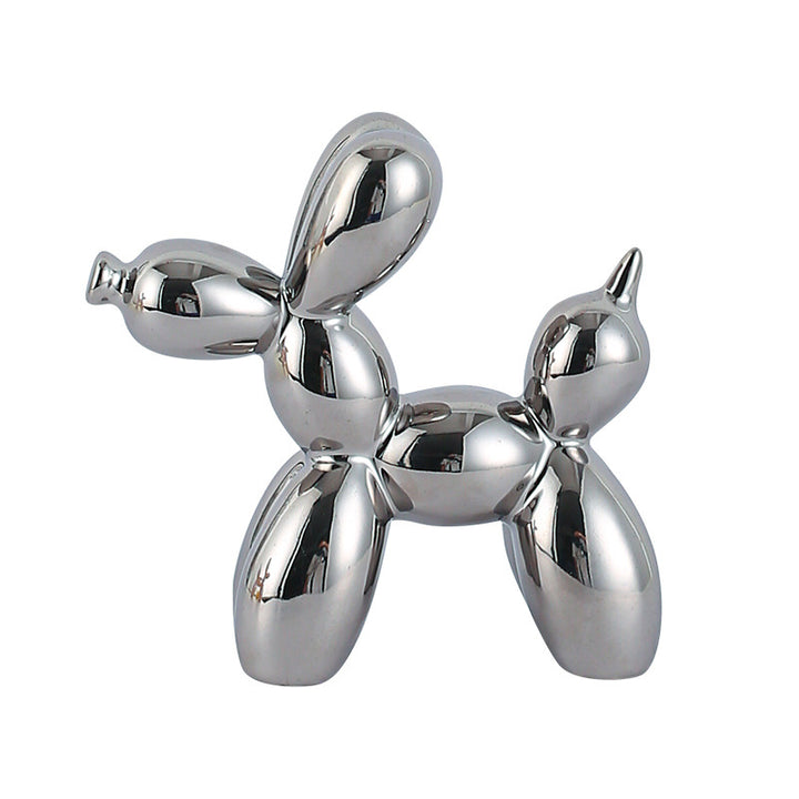 Light Luxury Home Desktop Ornaments Electroplated Blow Dog Ceramic Living Room Entrance Wine Cabinet Cartoon Doll Decorations