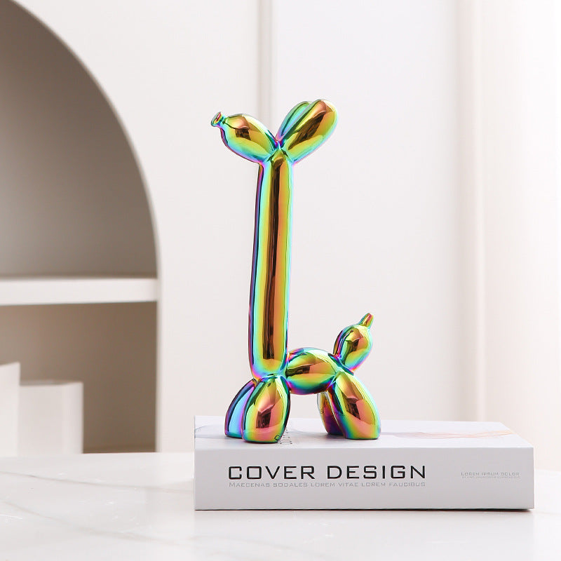 Light Luxury Home Desktop Ornaments Electroplated Blow Dog Ceramic Living Room Entrance Wine Cabinet Cartoon Doll Decorations
